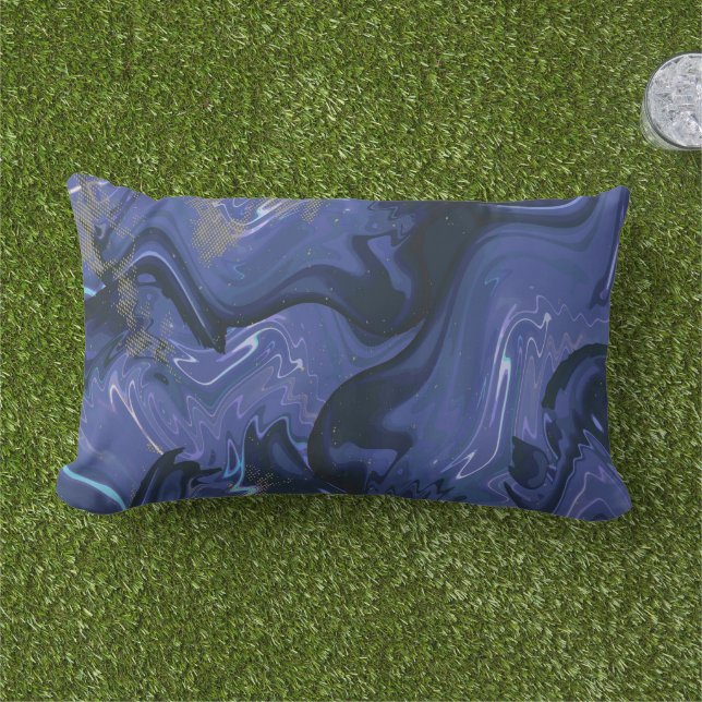 Galaxy Swirl Blue Glitter Abstrakt Cosmic Mönster Lumbarkudde (Gräs)