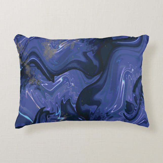 Galaxy Swirl Blue Glitter Abstrakt Cosmic Mönster Prydnadskudde (Framsidan)