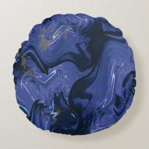 Galaxy Swirl Blue Glitter Abstrakt Cosmic Mönster Rund Kudde