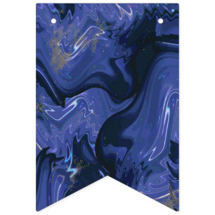 Galaxy Swirl Blue Glitter Abstrakt Cosmic Mönster Vimplar