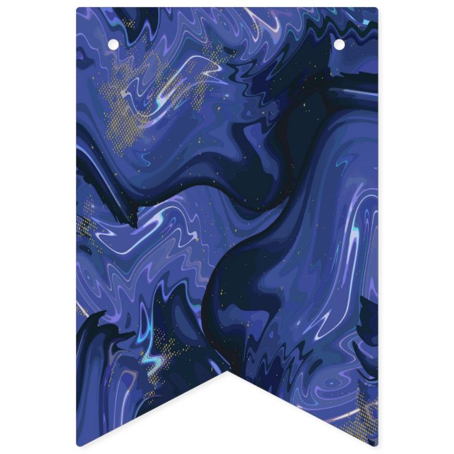 Galaxy Swirl Blue Glitter Abstrakt Cosmic Mönster Vimplar (Fjärde flaggan)