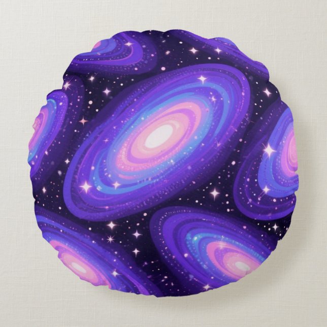 Galaxy Swirls Mönster Dreamy Cosmic Nebula Design Rund Kudde (Framsidan)