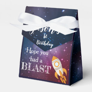 Galaxy Thmet Första födelsedag Party Favoritru Presentaskar