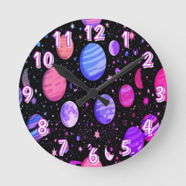 Galaxy Tidsbit Astronaut Rymden Väggsluss Rund Klocka