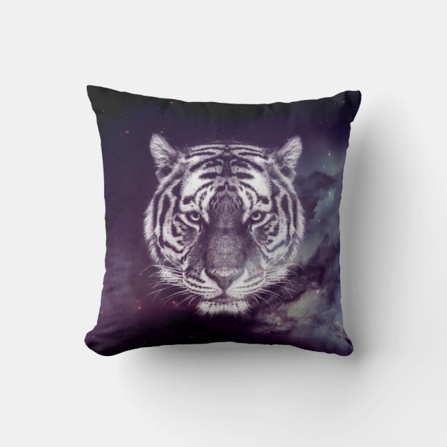Galaxy Tiger Ansikte Tapet Kudde (Framsida)