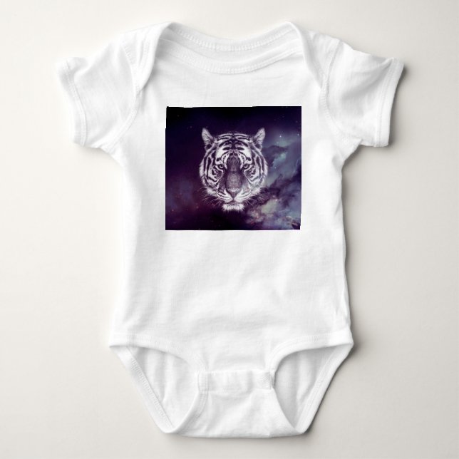 Galaxy Tiger Ansikte Tapet T Shirt (Framsida)