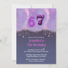 Galaxy Trend Meme I Was 6 Now I’m 7 Girl Birthday Inbjudningar