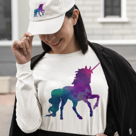 Galaxy Unicorn Himlar Färg of Blue and Lila, ZKOA T Shirt