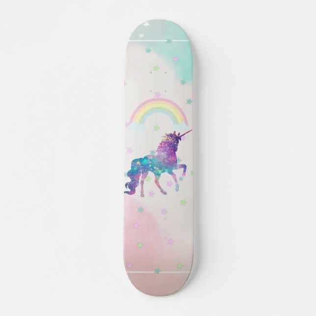 Galaxy Unicorn, Rainbow, Stars Mini Skateboard Bräda 18,5 Cm (Framsida)