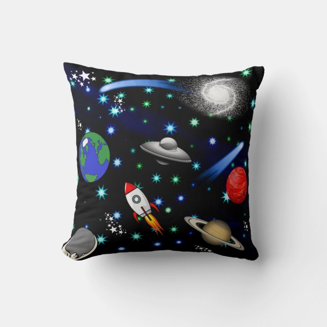 Galaxy Universe - Planets, Stars, Comets, Rockets Kudde (Framsida)