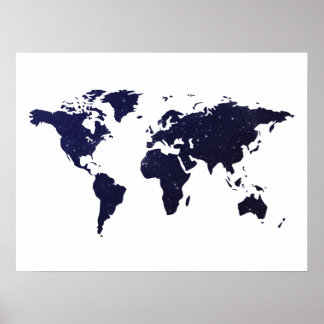 Galaxy Universe Stars World Map Poster