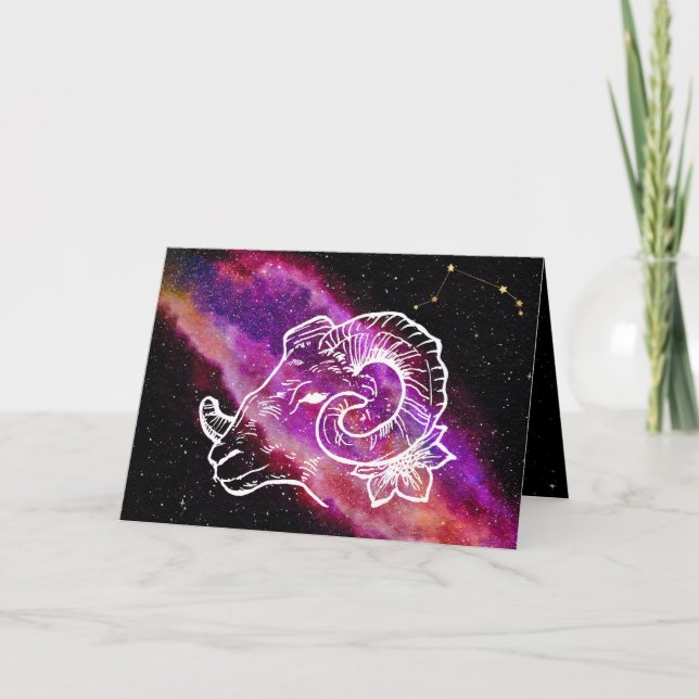 Galaxy Väduren Konstellation Stjärntecken Födelsed Kort (Framsida)