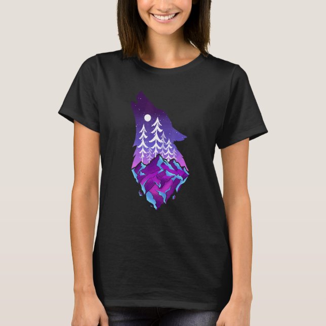 Galaxy Varg Vargars Forest Nature Mountain Wildlif T Shirt (Framsida)