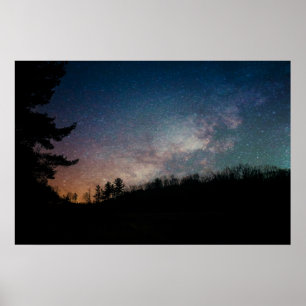 Galaxy Vintergatan Natt Himmel Träd Fotografi Poster