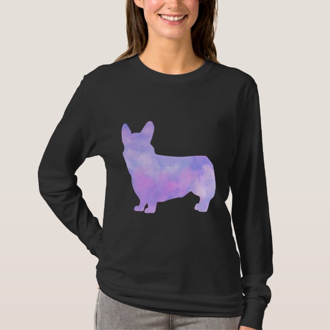Galaxy Watercolor Corgi T Shirt (Framsida)