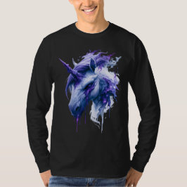 Galaxy Watercolor Enhörning Långärmad T Shirt