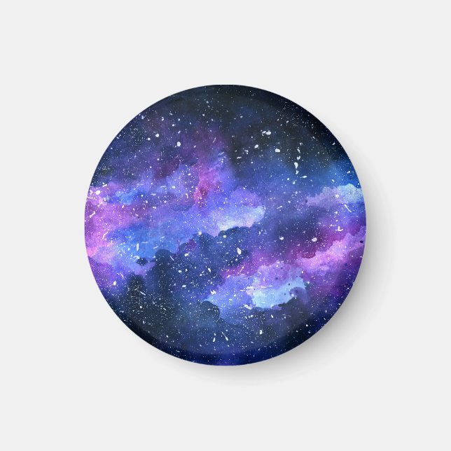 Galaxy Watercolor Lila Party Tonåring Fridge Magnet (Framsidan)