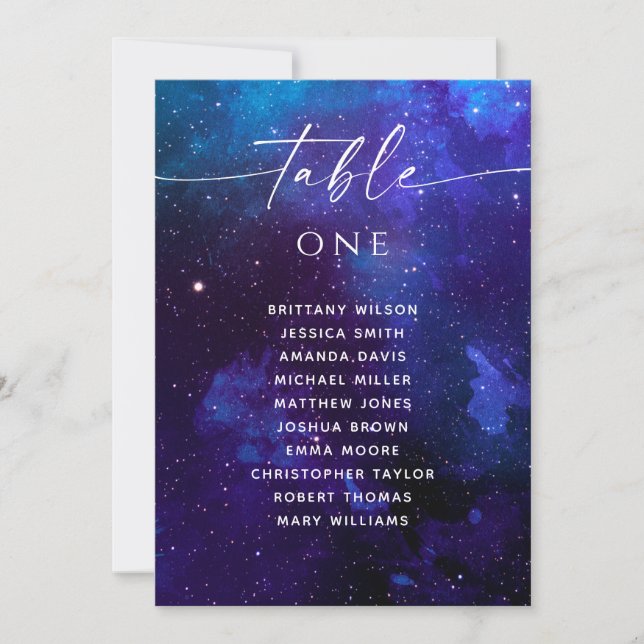 Galaxy Wedding Seating Chart | Cosmic Night Sky  Inbjudningar (Framsida)