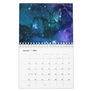 Galaxyälskare Stjärnig Rymd Blå Himmel Vita Gnisto Kalender