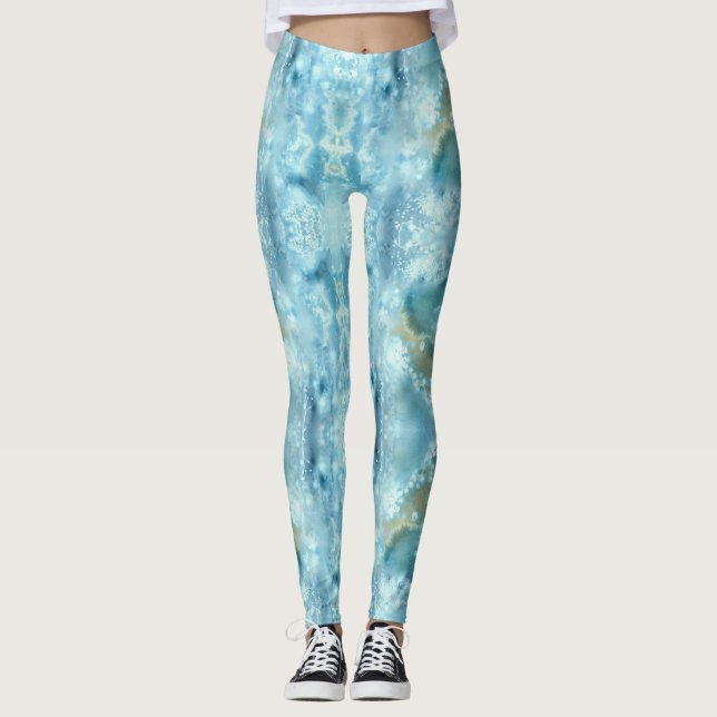 Galaxys blå vattenfärg leggings (Framsida)