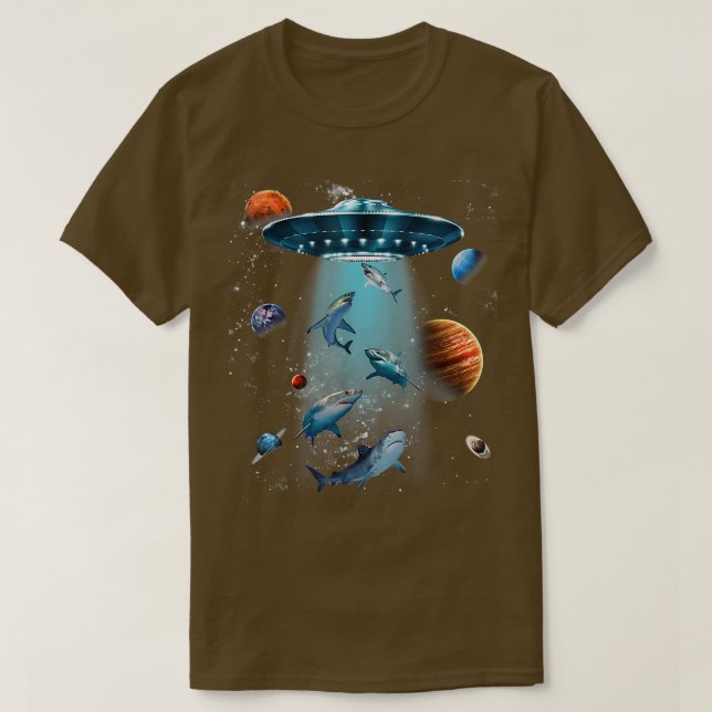 Galay Fish sharae Space UFO Alien Stars Sea Ocean  T Shirt (Design framsida)