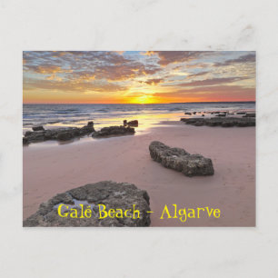 Gale Beach Sunset i Albufeira, Algarve. Portugal Vykort