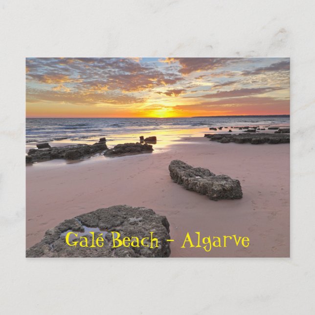 Gale Beach Sunset i Albufeira, Algarve. Portugal Vykort (Framsida)