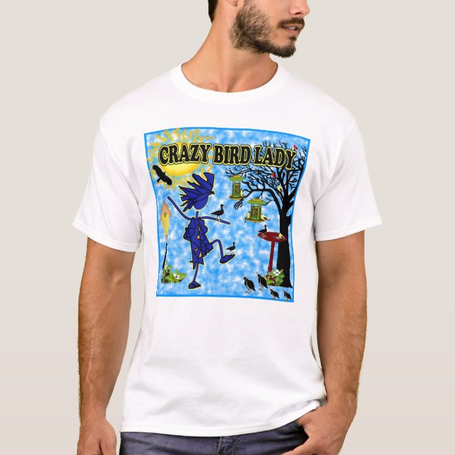 Galen fågeldamdesign tee shirt (Framsida)