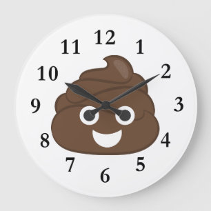 Galen fånigbruntPoop Emoji Stor Klocka