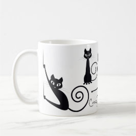 Galen kattdammugg, med stilfulla katter kaffemugg