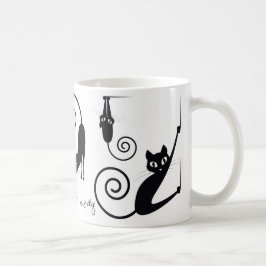 Galen kattdammugg, med stilfulla katter kaffemugg