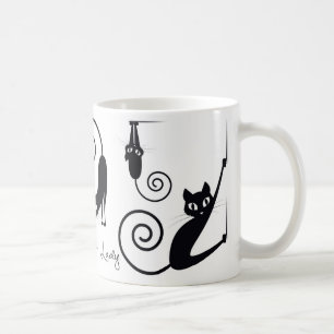 Galen kattdammugg, med stilfulla katter kaffemugg