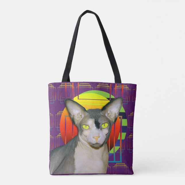 Galen kattdesign med den Sphynx katten och den Tygkasse (Baksida)