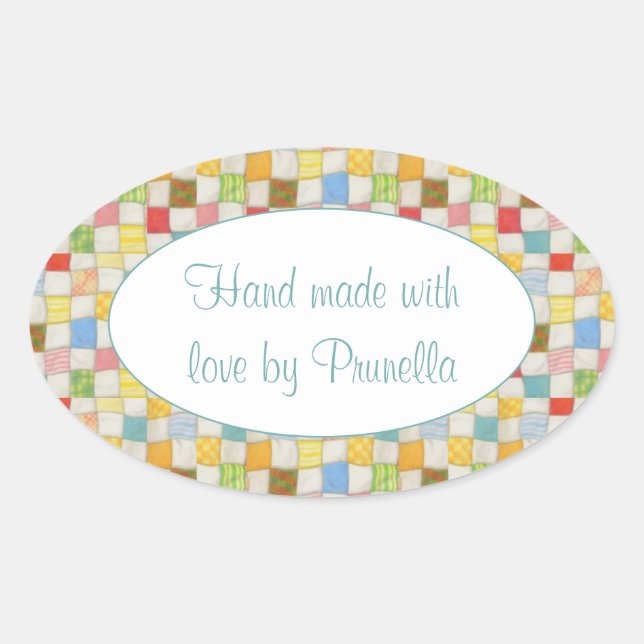 GALEN LAPPKONST Oval "Handgjord" Etiketter (Framsida)