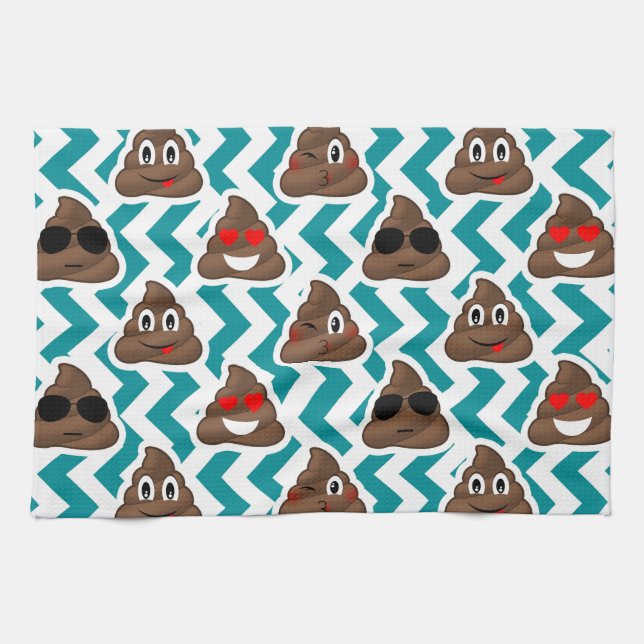 Galen mönstrad PoopEmojis kricka Kökshandduk (Horisontell)