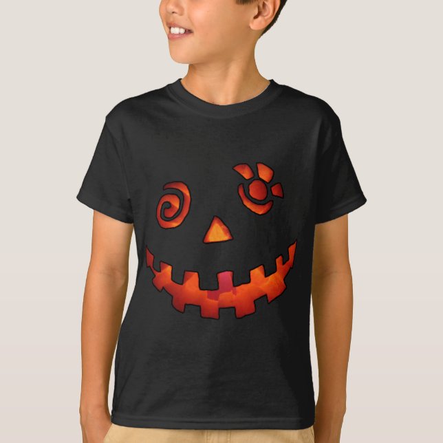Galen orange för jack o lanternpumpaansikte t-shirt (Framsida)