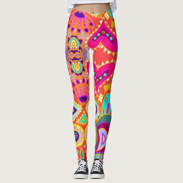 Galen Paisley orange Leggings (Framsida)