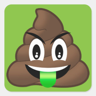 Galen Poop Emoji för grön tunga Fyrkantigt Klistermärke