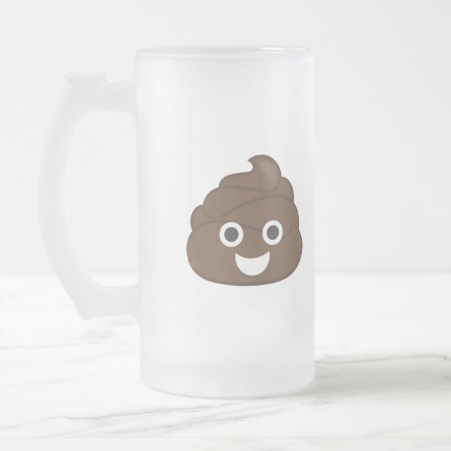 Galen Poop Emoji Frostat Ölglas (Vänster)