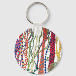 galen roligt i skogen färgstark nyckelring