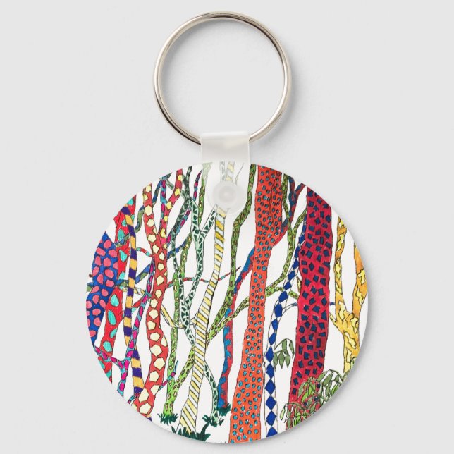 galen roligt i skogen färgstark nyckelring (Framsida)