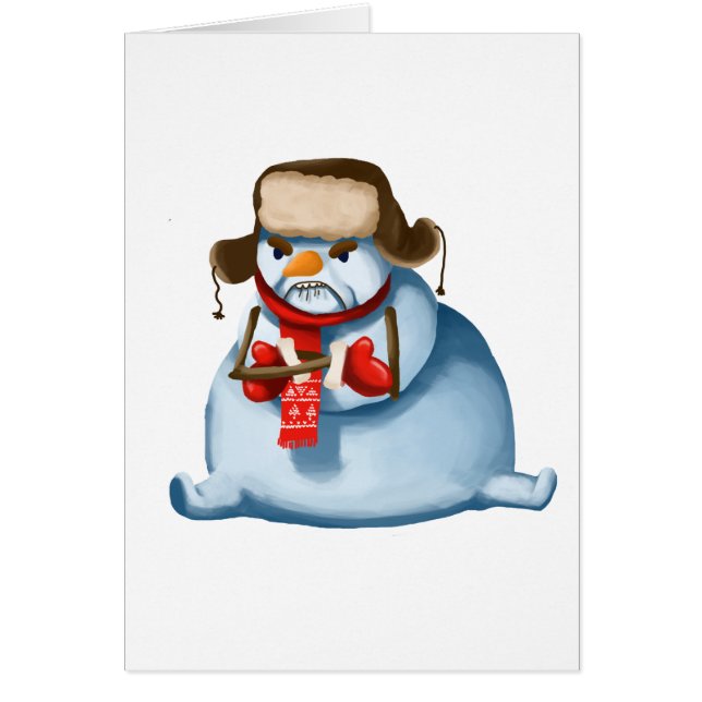 Galen snögubbejulkort hälsningskort (Framsidan)