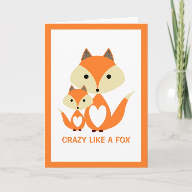 Galen som en räv, Orange Fox Burlap Kort (Framsida)