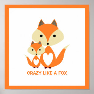Galen som en räv, Orange Fox Burlap Poster