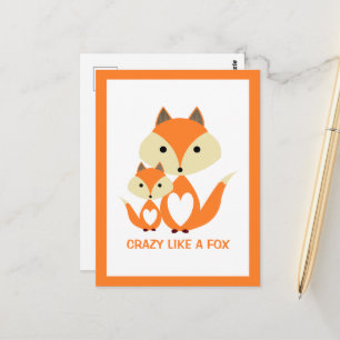 Galen som en räv, Orange Fox Burlap Vykort