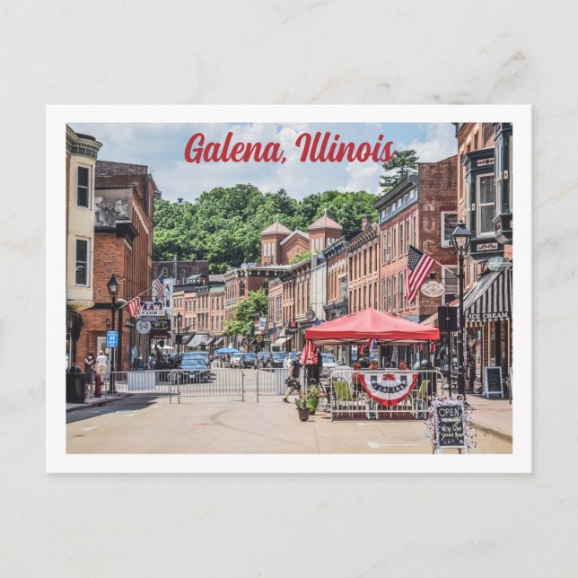 Galena, Bild från Illinois på gatan i staden Vykort (Framsida)