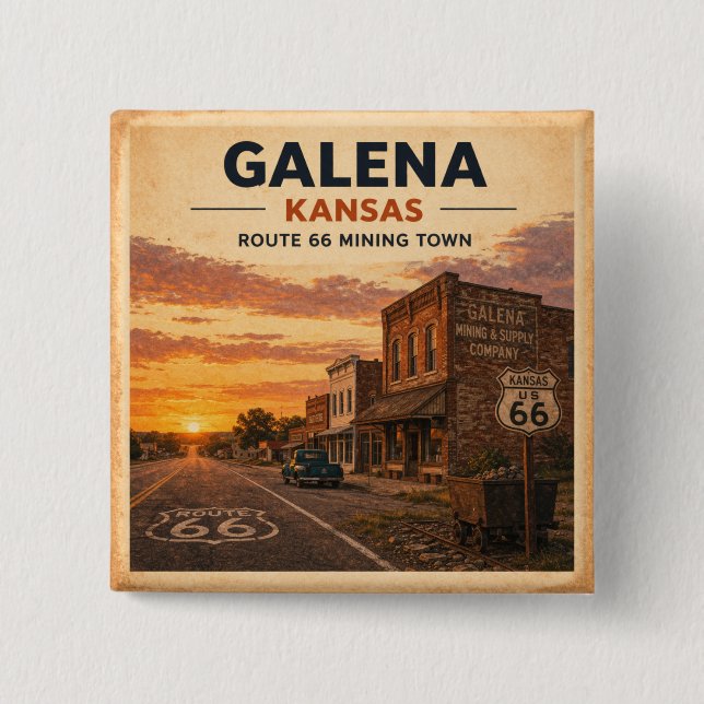 Galena Kansas Route 66 gruvstad stolt Knapp (Framsida)