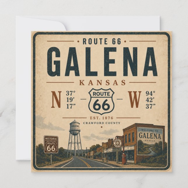 Galena Kansas Route 66 Hälsningar Kort (Framsida)