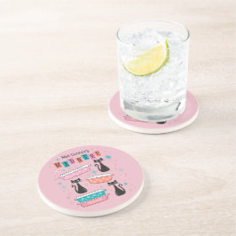 Galenheta Rosa Starburst Pyrex-katter i mitten av Underlägg