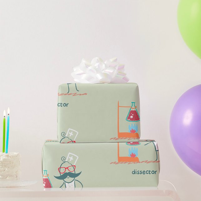 Galenskaplig vetenskapsman dissektor med mustasch presentpapper (Skapare uppladdad)